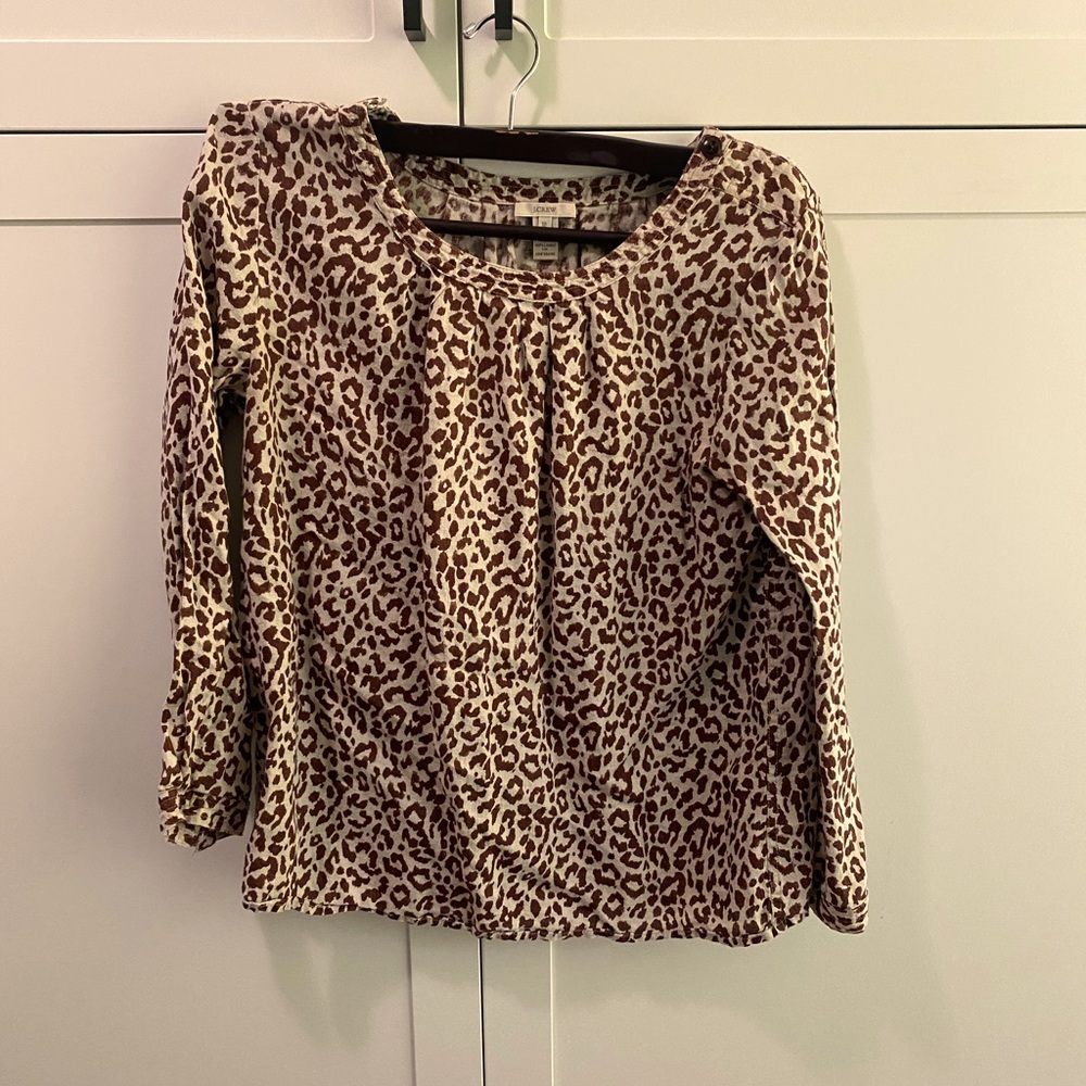 Jcrew cheetah Linen blouse